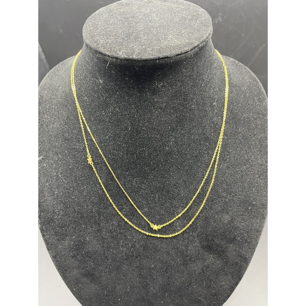 JZJ Jennifer Zeuner Jewelry Gold Tone Double Chain Star Charm Necklace 19"